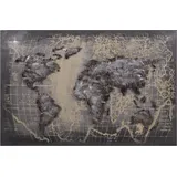 Garden Pleasure Wandbild 3D Weltkarte grau, Metall