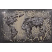 Harms Import Garden Pleasure Wandbild 3D Weltkarte grau, Metall