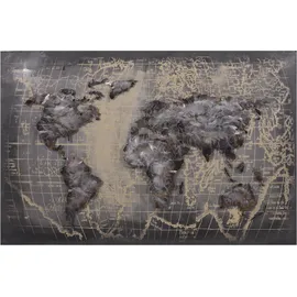 Harms Import Garden Pleasure Wandbild 3D Weltkarte grau, Metall