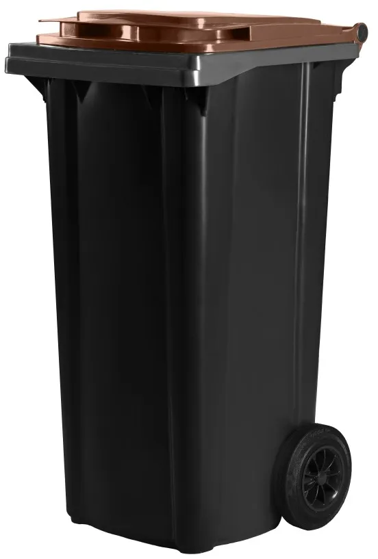 Hardwex schwarze Mülltonne 120 l mit braunem Deckel