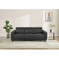 3-Sitzer HOME AFFAIRE "SKAANE Lederoptik, 229 cm, manuelle-u. elektrische Relaxfunktion", grau, B:229cm H:100cm T:100cm, 100% Polyurethan, Sofas, Relax-Funktion in 2 Sitzen, Kopfteilverstellung, Federkernpolsterung