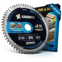 Amboss Werkzeuge HM Kreissägeblatt 210x30 Z60 Trapez-Flachzahn für Aluminium.