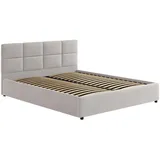 home collective Polsterbett 140x200 cm mit Stauraum Lattenrost aus Metall Doppelbett mit Hydraulischem Bettkasten | Beige
