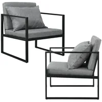 [en.casa] Sessel Ragusa 2er Set Dunkelgrau