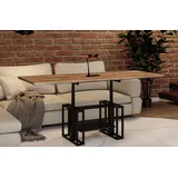 Endo-Moebel Couchtisch Victoria - ausziehbar 110-170cm und höhenverstellbar Doppellift Metall, Couch- & Esstisch, Funktionstisch, modern Design, umwandelbar braun