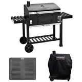 TAINO Holzkohlegrill HERO XXL, Smoker, Set mit Haube und Grillplatte, Gusseisenrost