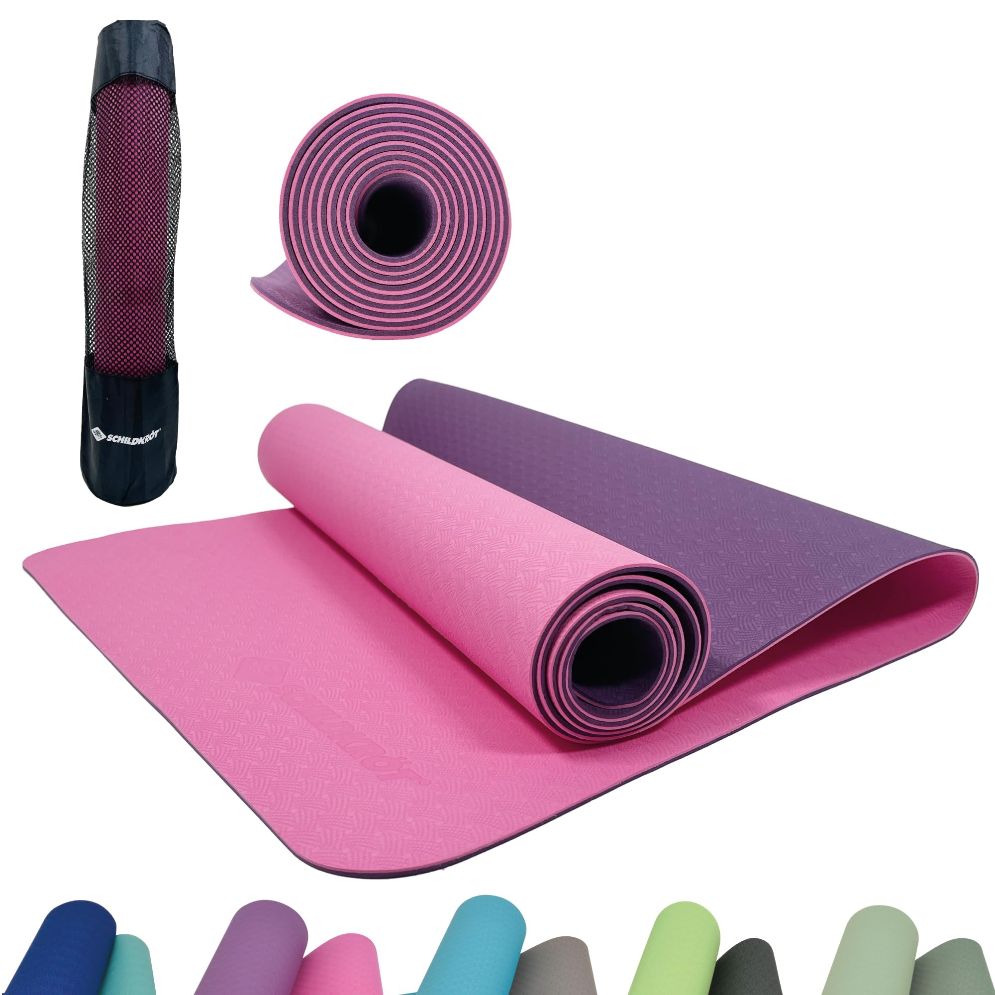 Schildkröt Fitness Yogamatte BICOLOR, PVC-freie, zweifarbige Yogamatte, wählbar, hochwertig strukturierte Oberfläche, sehr rutschfest, 180 x 61 x 0,4 cm, in Tragetasche
