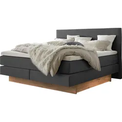 Boxspringbett HASENA "Denver", schwarz (anthrazit, wildeiche natur), B:168cm L:210cm, Komplettbetten, Boxspringbett, Boxspringbett, Sockel, zwei Bettkästen inkl. gedämpftem Selbsteinzug