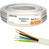 NYM-J 5x1,5 mm2 15m Ring Mantelleitung Installationskabel Stromkabel Feuchtraumkabel Kupfer