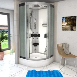 AcquaVapore Duschkabine Komplettdusche mit Schiebetür 100 x 225 cm weiß Sicherheitsglas D46-60M1