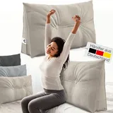 eloneo Rückenkissen – Keilkissen fürs Bett & Sofa, abnehmbarer Bezug, praktisches Seitenfach Handy 1 St Kissen