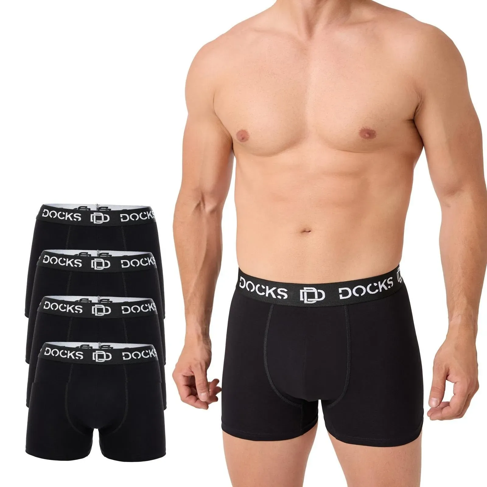 Bequeme Herren Boxershorts Schwarz Baumwolle Männer Unterhose Boxer 4 Stk M-4XL Schwarz 4XL