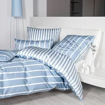 JANINE Interlock Jersey Gestreift Perlblau 40 x 80 cm
