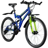 Zündapp Mountainbike Blue 3.0, 21 Gang Tourney TY200 Schaltwerk, Kettenschaltung, Mountainbike Fully Fahrrad Jugendfahrrad 160 - 180 cm mit Schutzblech