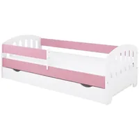 Kids Collective Kinderbett 80x160 | 80x180 | 90x200 cm mit Matratze, Schublade, Rausfallschutz & Lattenrost in pink 160 x 80 Mädchen Jungen Bett