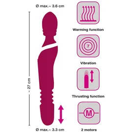 Javida Massagestab Warming & Thrusting Vibe mit Stoß- und Wärmefunktion, rot