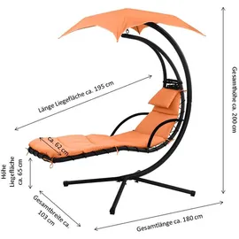 LECO Schwingliege 180 x 103 x 200 cm terracotta inkl. Auflage und Sonnendach