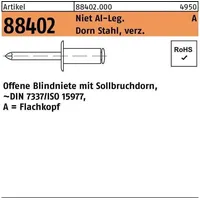 Industrial Quality Supplies Blindniete Alu/Stahl verzinkt Flachkopf A 4