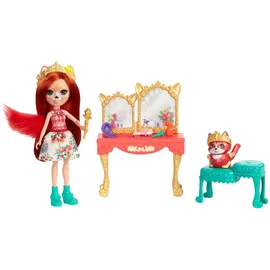 Mattel Enchantimals Royaler Frisiertisch Spielset mit Fabrina Fox Puppe (ca. 15,2 cm)