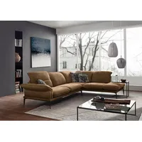 W.SCHILLIG Ecksofa sherry, Designsofa mit tollem Sitzkomfort, elegant und zeitlos, L-Form, mit Kopfstützenverstellung, Winkelfüße in Schwarz, Breite 302 cm braun