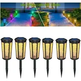 Solarleuchte Garten, 6 Stücke LED Solar Licht warmweiße Solar Laterne Stake Wasserdicht IP65 Solarlampe Stake Außen-Beleuchtung Schattenlaterne ...