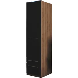 Priess Kleiderschrank PRIESS "Schrank Garderobe Wäscheschrank Barcelona in 5 Breiten", braun (eichefarben artisan, schwarz), B:48cm H:193cm T:54cm, Holzwerkstoff, Schränke, Kleiderschrank, viel Stauraum, geräumige Schubkästen, mit Spiegel, MADE IN GERMANY