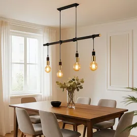 GLOBO LED Hängeleuchte, 4-Flammig, messing, schwarz, H 120 cm