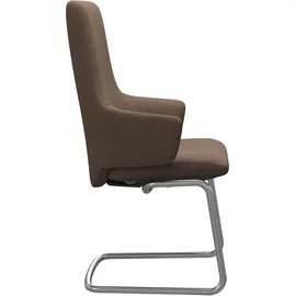 Stressless Stressless® Polsterstuhl »Laurel«, ROHLEDER Stoff Q2 FARON, High Back mit Armlehne, Größe L, mit Beinen aus Stahl in chrom matt, braun