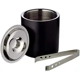 Edzard Eiseimer Pearl, Höhe 16 cm, inkl. Deckel und Eiszange, außen matt schwarz, Edelstahl