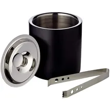 Edzard Eiseimer Pearl, Höhe 16 cm, inkl. Deckel und Eiszange, außen matt schwarz, Edelstahl