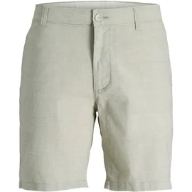 JACK & JONES "JPSTMARCO BREEZE SHORTS SRT", Herren, Gr. L, N-Gr, dusty olive detail:melange, Web, Obermaterial: 81% Baumwolle, 15% Leinen, 4% Elasthan, meliert, regular fit, Hosen Chinoshorts