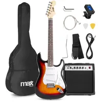 Max GigKit E-Gitarre Stratocaster 6 Saiten Braun, Weiß