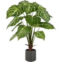 Kunstpflanze CREATIV GREEN "Philodendron Birkin", grün (grün, weiß), H:100cm, Kunststoff, Kunstpflanzen, mit naturgetreuem Blattwerk