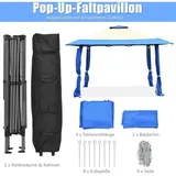 4x4m Pavillon mit Doppeldach, Partyzelt aus Oxford-Gewebe und Metall, inkl. mit Tragetasche, Gartenpavillon für Garten Party Hochzeit Festival Blau