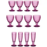 Villeroy & Boch Boston Coloured Weißwein- & Sektgläser Set 12er Set Berry - DS