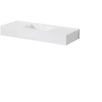 Steinberg Serie 444 Wand-Waschtisch, 1400x400x130mm, SOLIDSurface, 1 Hahnloch, ohne