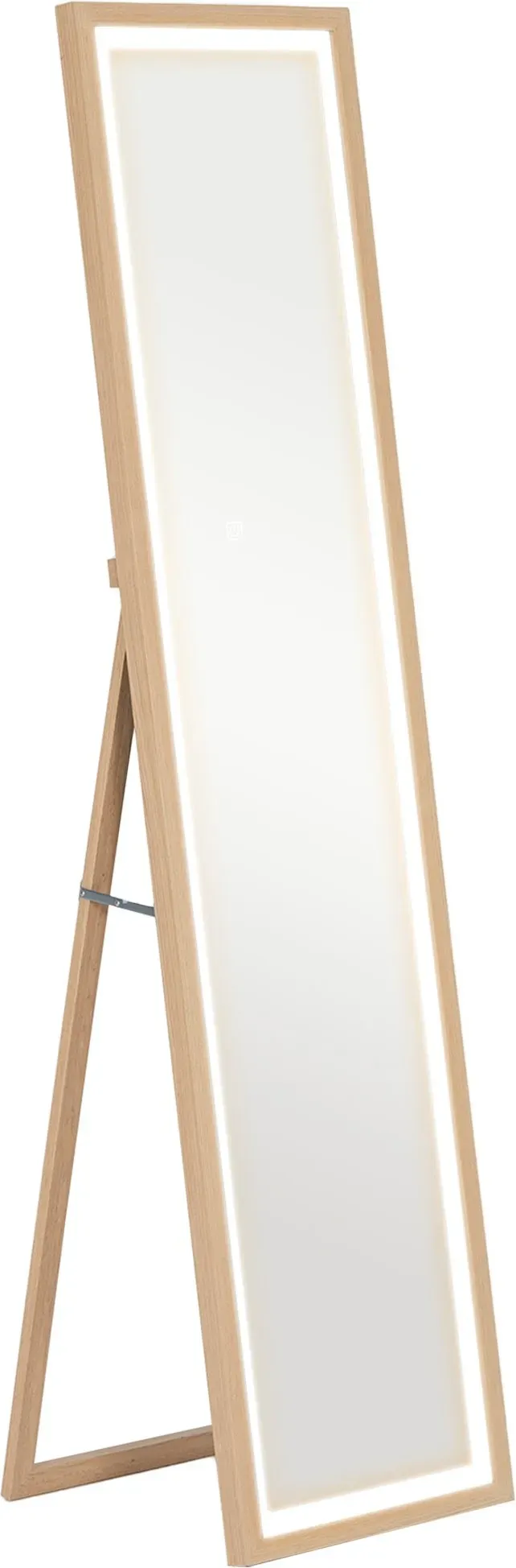 HOMCOM Ganzkörperspiegel 40 x 160 cm Standspiegel mit LED-Lichte, 3 Lichtfarben, Wandspiegel mit Touch-Steuerung, Bodenspiegel für Schlafzimmer, Wohnzimmer, Eiche   Aosom