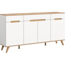 Home Affaire Sideboard HOME AFFAIRE "Alesund, Breite 185 cm, 4 Türen, 1 Schubkasten, konischer Fuß", weiß (weiß, absetzung nox oak nachbildung), B:185cm H:95cm T:40cm, FSC-zertifizierter Holzwerkstoff, Sideboards, Sideboard, Scandi-Look, Anrichte, Schrank, Kommode,