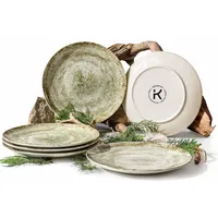 Konsimo® Teller-Set, Beige, Keramik, 6-teilig, Rund, 20x1x20 cm, Hergestellt