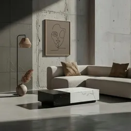 KADIMA DESIGN Couchtisch 120x60x28 cm Schwarz Sofatisch in Marmor-Optik | Gr.: onesize