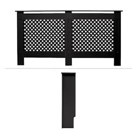 ECD Germany Heizkörperverkleidung MDF Wabenmuster 152x19x82 cm Schwarz