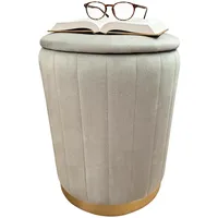 Relaxdays Hocker Samt 32 x 42 x 32 cm Gold/Grau