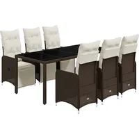 vidaXL Garten-Bistro-Set 7-tlg. Braun