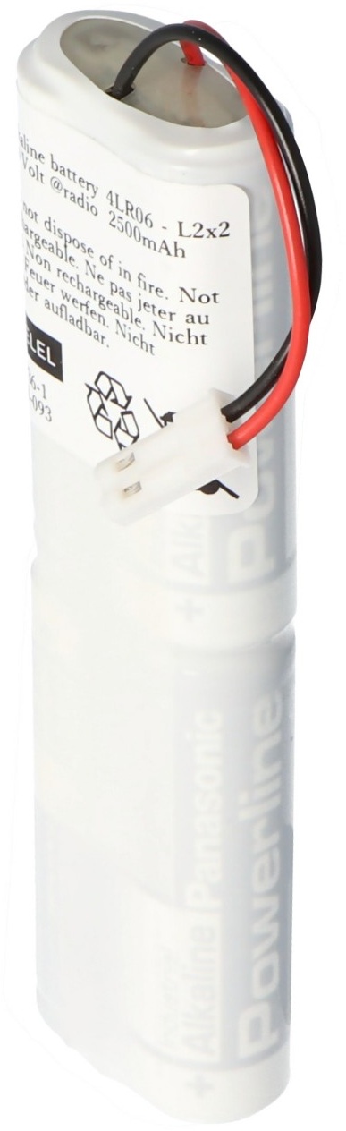 Ersatzbatterie für Schulte Schlagbaum milock Varifree Türöffner ST5/SG 6 Volt Alkaline Batteriepack mit JST SYP02TV Stecker, Abmessungen 101mm x 29mm x 15mm