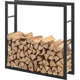 [en.casa] Kaminholzregal Täby Brennholzregal innen außen Metall 100 x 25 x 100 cm Holzunterstand Stapelhilfe für Feuerholz Holzlager Kaminholzständer Schwarz