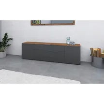 borchardt Möbel Kommode »Tom« Alugriffleisten in graphit grau matt, höhenverstellbare Einlegeböden grau