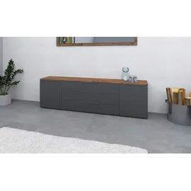 borchardt Möbel Kommode »Tom« Alugriffleisten in graphit grau matt, höhenverstellbare Einlegeböden grau