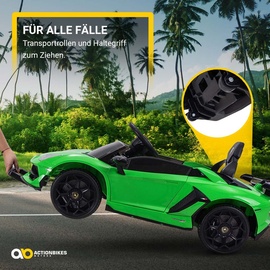 Actionbikes Motors Kinder-Elektroauto Lamborghini Aventador, Einsitzer, lizenziert, Flügeltüren, 70 Watt, Fernbedienung (Grün)
