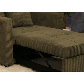 MCW Schlafsessel MCW-L90, Klappsessel Gästebett Relaxsessel, Liegefläche 200x100cm Stoff/Textil Cord ~ grün