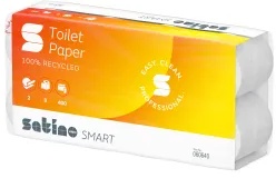 Satino smart Toilettenpapier, weiß, 9,5 x 11 cm, MT1-kompatibel 060640 , 1 Paket = 6 x 8 = 48 Rollen á 400 Blatt